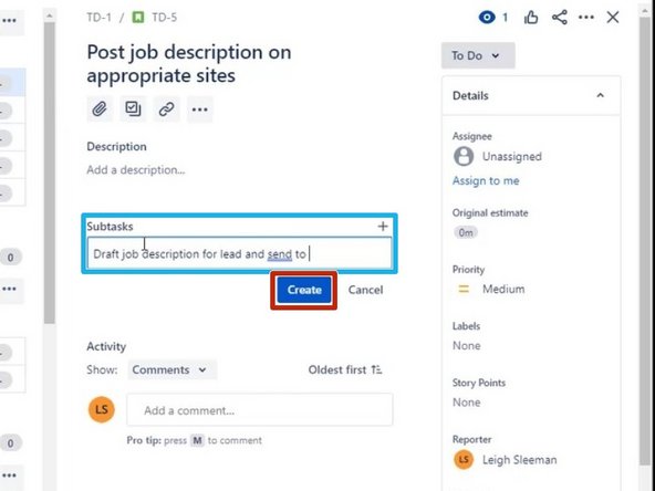Enter a Description of the Subtask
