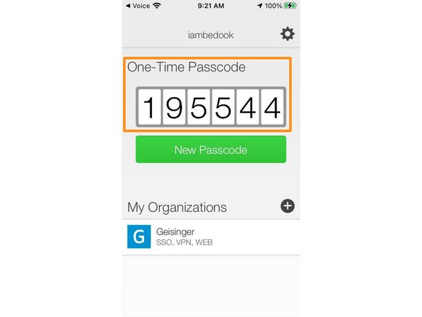If the authentication times out, you will need to provide the One-Time Passcode provided in the PingID app.