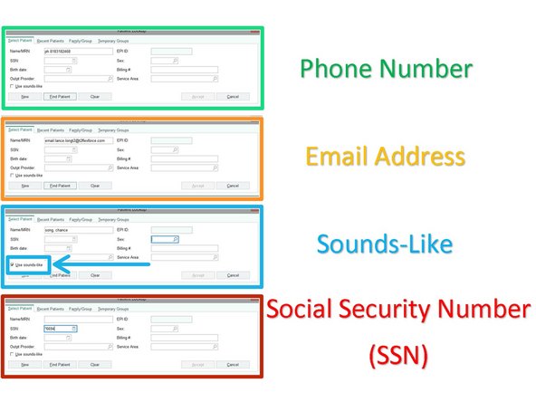 If the patient's chart does not display, you must search for the patient using the following alternative methods: