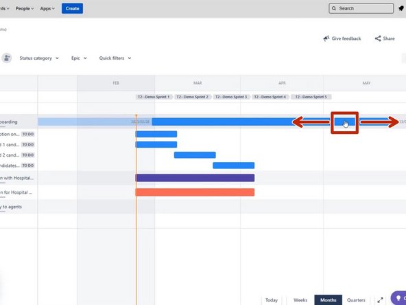 To move a time bar into other sprints: