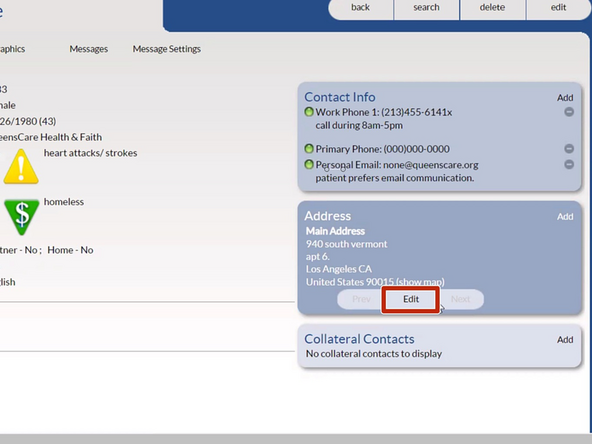 To modify an existing address: