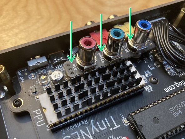 Locate the three 1×3 female sockets on the main board next to the PPU socket. They are designated H2, H3, and H4.