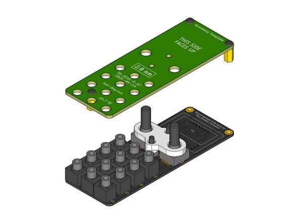 Position the prepared Assembly Template above the Main Board as shown.
