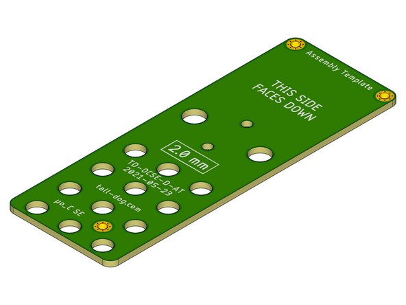 Identify the green Assembly Template PCB. It has the part number TD-OCSE-D-AR printed on it.