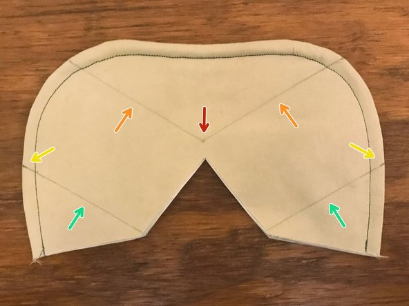 Draw straight lines connecting that point to the two marks along the curve that you made earlier.
