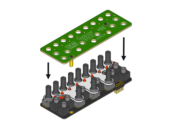 Position the prepared Assembly Template above the Control Board as shown.