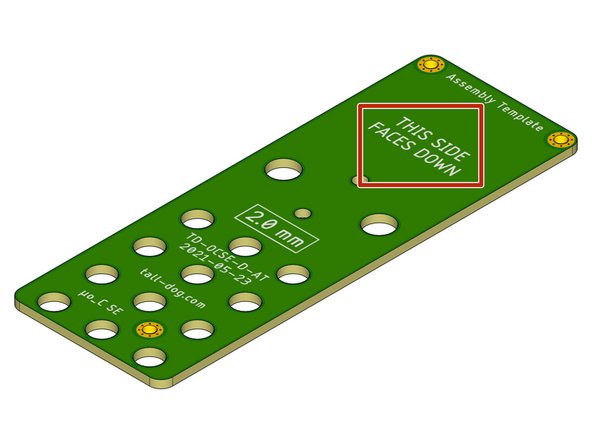 Identify the green Assembly Template PCB. It has the part number TD-OCSE-D-AR printed on it.