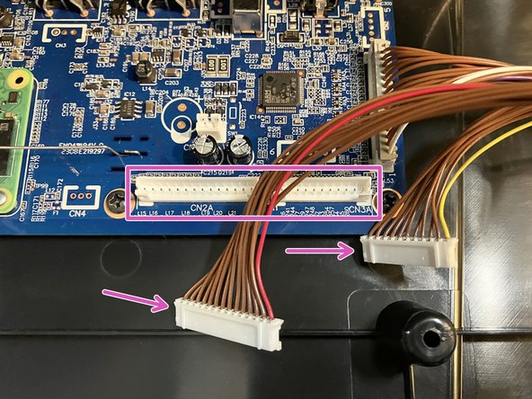 These connectors have the same names and locations on both the blue and green versions of the main board.