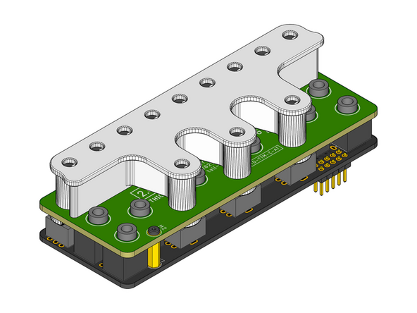 Make sure that the flat side of the Assembly Cap is facing up when orienting it relative to the top surface of the Control Board as shown.