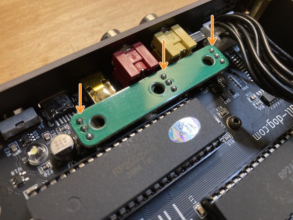 Place the jumper board so that its pin headers align with all 3 of the sockets, then push down to seat the jumper board fully into the sockets.
