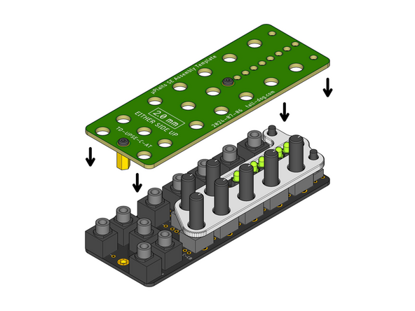 Position the prepared Assembly Template above the Control Board as shown.