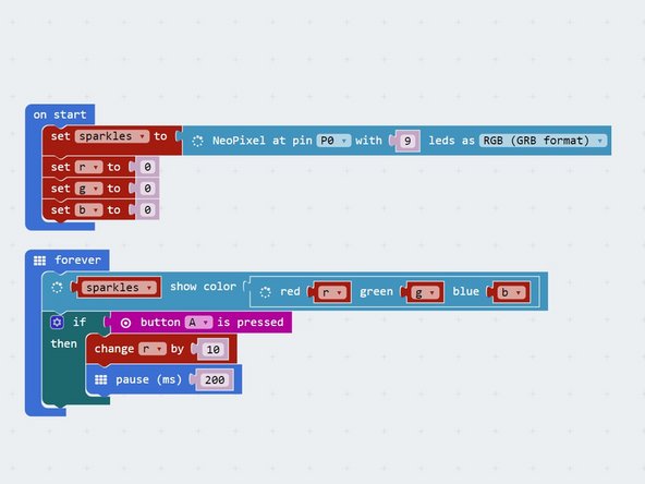 You probably noticed when testing your program that if you press the button enough times, the amount of red seems to start from zero again.