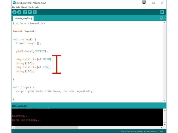 Let's write a program that will send the letter S.