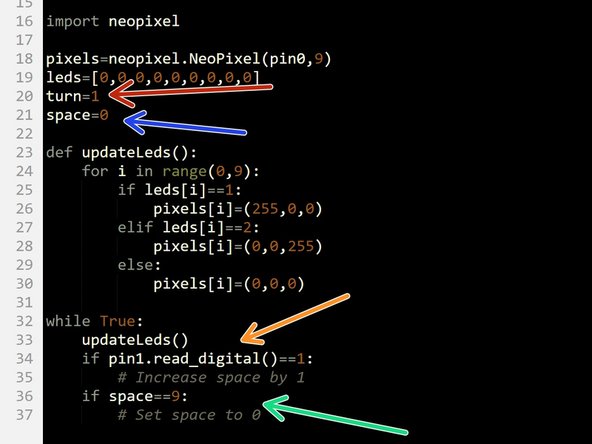 To play the game, the user has to select which space they want to take. We will use a switch to cycle through the LEDs, so they can choose where they want to go.