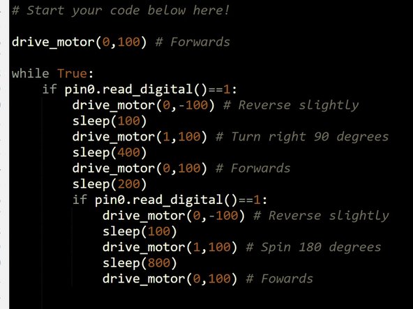 There's some example code for a program that can deal with left and right turns in the second image if you are stuck.