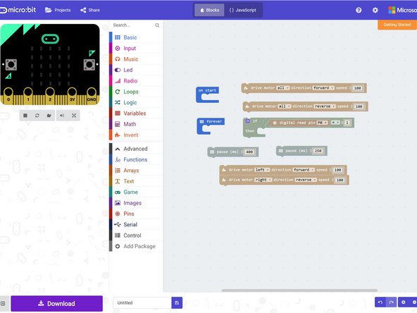 If the switch is pressed, reverse slightly, then turn right 90 degrees