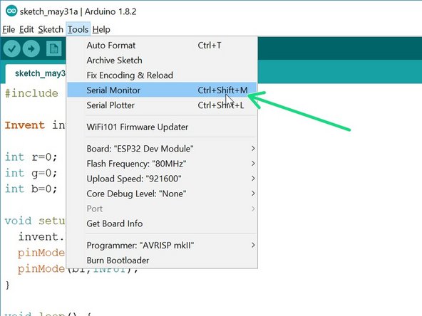 The function Serial.println() will send information back over the USB cable, which we can view on the computer as the robot runs the program. We can send back text, numbers or even variables!