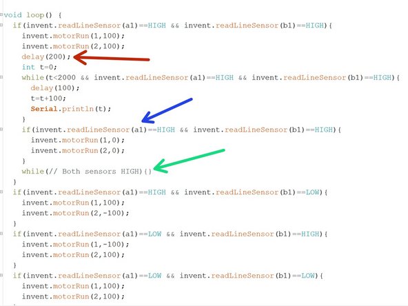 We need to make a few changes to make our code work with the line follower: