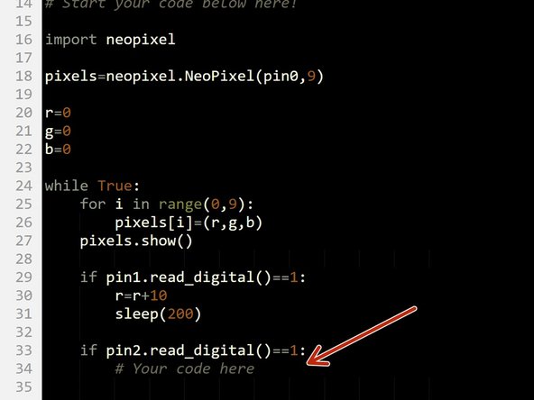 We can now change the amount of red, but we want a colour mixer! Let's add another colour using the other switch.
