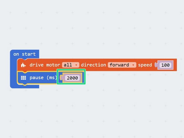 First, drag in a Pause block, from the Basic menu.
