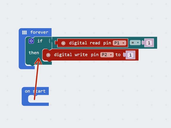 You would expect the previous program to turn on the LED when you press the switch.