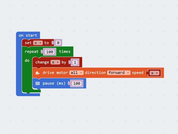 Change your code so that the motors start at 100%, and decelerate smoothly to 0.