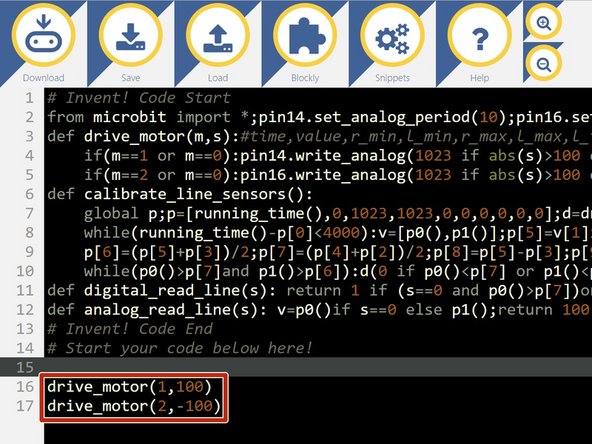 You may have worked this out already, but we can actually make our robot spin on the spot if we want to!