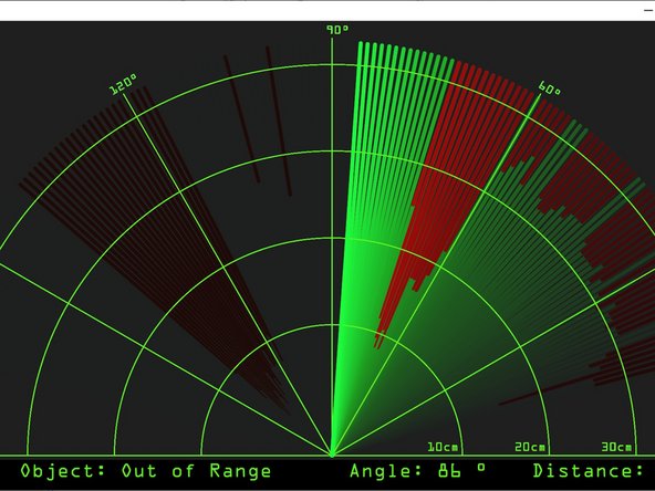Connect your micro:bit to your computer and turn on the power switch. The ultrasonic sensor should start turning.