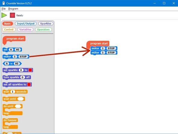 To make the motors move, we need to use a Motor block.