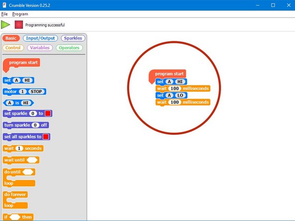 Let's write a program that will send the letter S.