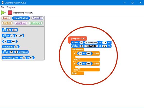 Make sure that when the left switch is hit, the robot reverses and then turns to the right,  (away from the obstacle) and when the right switch is hit it reverses and then turns to the left.
