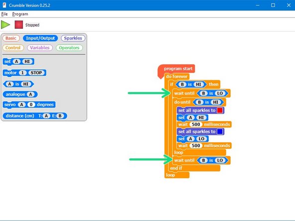 This block also has a condition, and will simply wait until the condition is true!