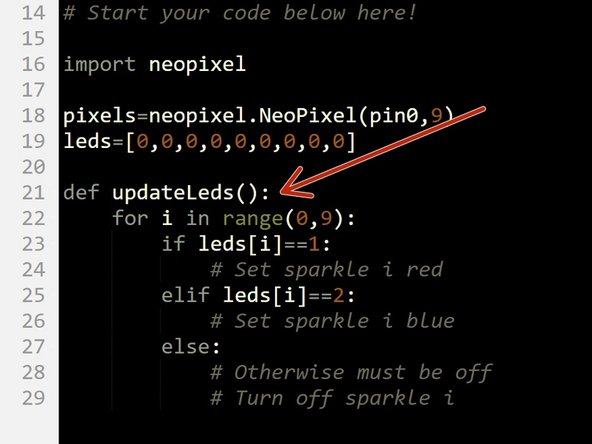 Let's make a function that updates the LEDs.
