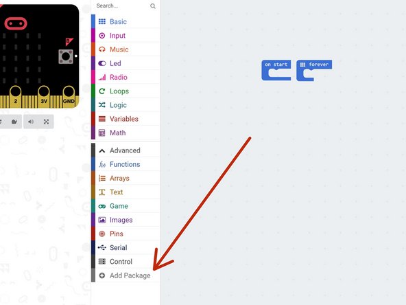 To use Sparkles with the micro:bit, we need to add another package called Neopixels (this is just another name for Sparkles).