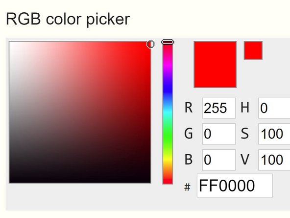 It can be difficult to know what to set the red, green and blue to to get a specific colour!