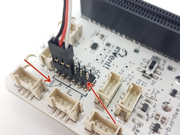 You can use the servo on P0, P1, P2 or P8, using the black connector on the board.