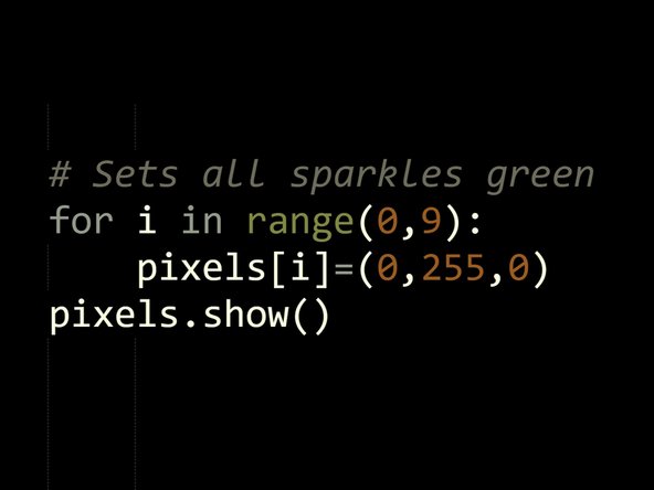 You may have noticed that the sparkles stay blue after we turn off the police lights and siren - let's change them so they are green!