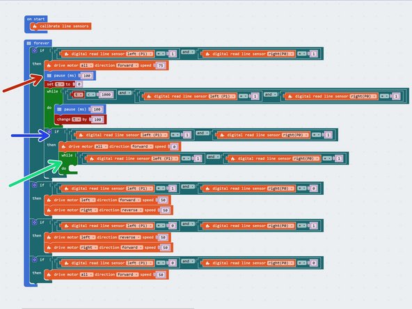 We need to make a few changes to make our code work with the line follower: