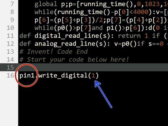 We have used a new function to turn on the LED - write_digital