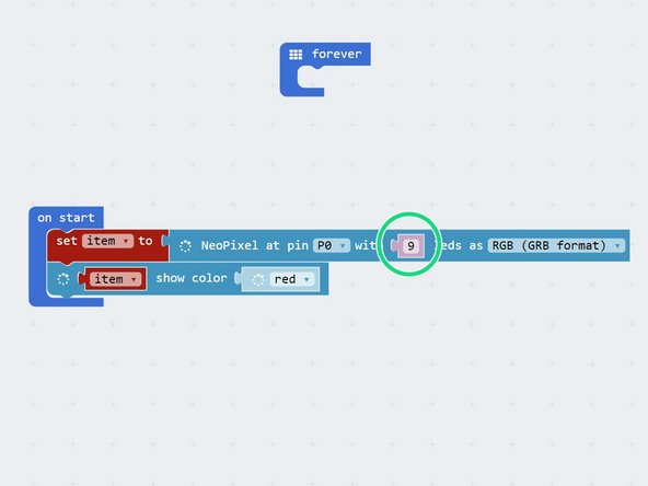 For now, let's test the sparkles by building the simple program in the picture - hopefully they all turn red when you program your robot!