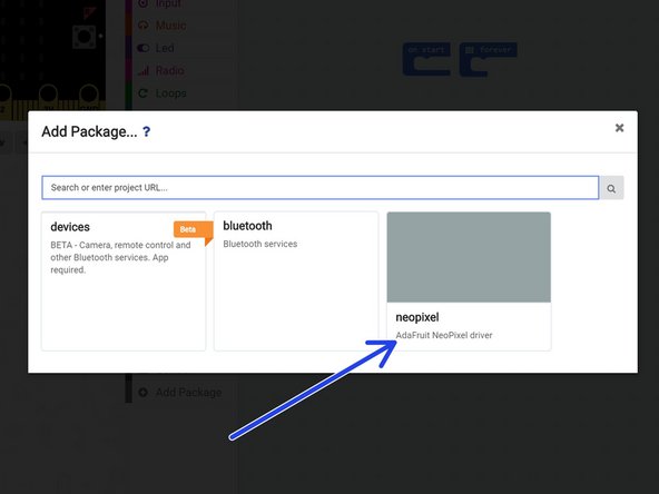 Click the Add Package button at the bottom of the advanced menu.