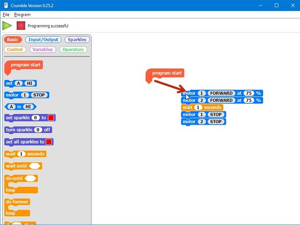 It's easy to change your program by dragging the blocks around!