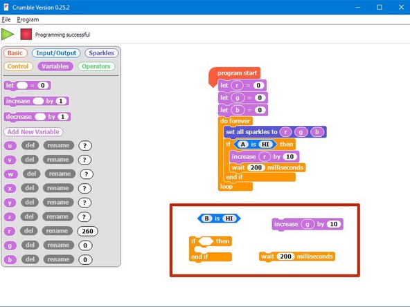 We can now change the amount of red, but we want a colour mixer! Let's add another colour using the other switch.