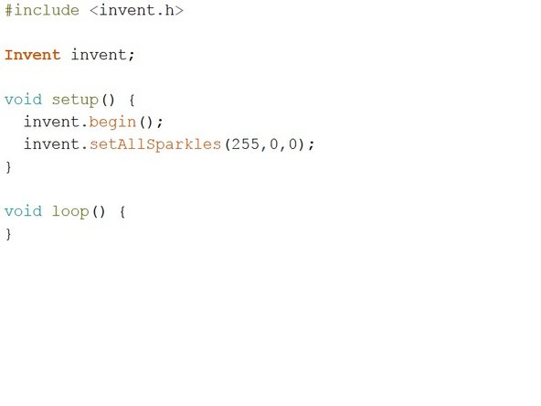 For now, let's test the sparkles by building the simple program in the picture - hopefully they all turn red when you program your robot!