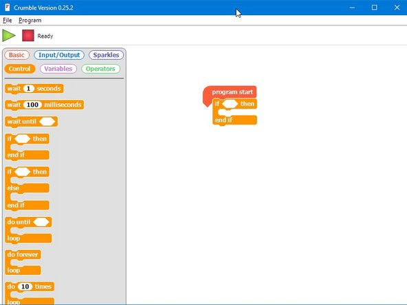 Using inputs is slightly more complicated - the Crumble needs to make a decision on what to do, based on the input.