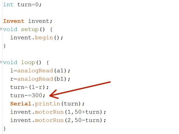 Change the Serial.println lines to print the value of turn, and remove the delay.