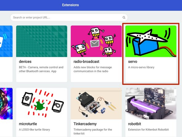 Like before, go to the extensions page on MakeCode