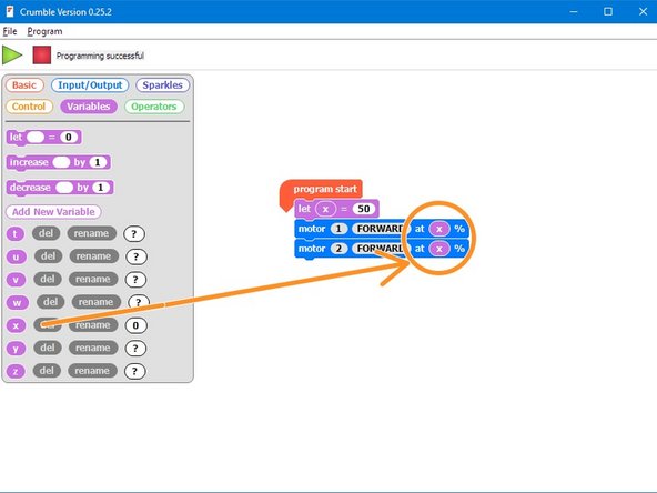 Drag in two motor blocks and make them set motor 1 and motor 2 going forwards.