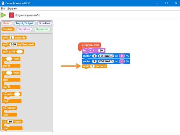 Now let's try changing the motor speeds by changing the variable!