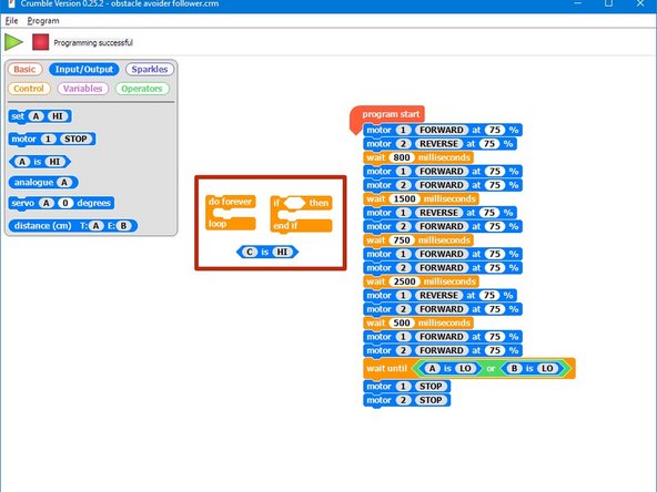 Almost there! Let's add an IF block so our sequence is only triggered when the switch is pressed.